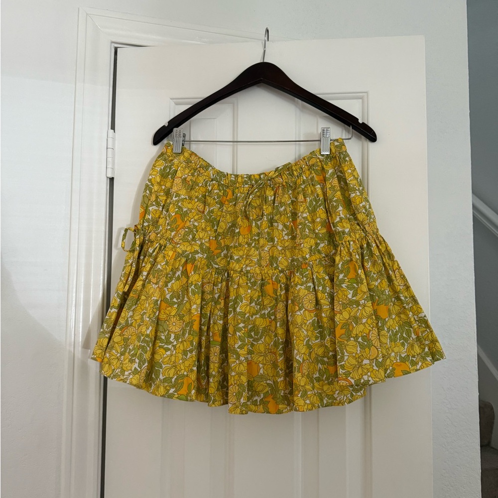 J Crew Floral Yellow Mini Skirt Size Small NWT